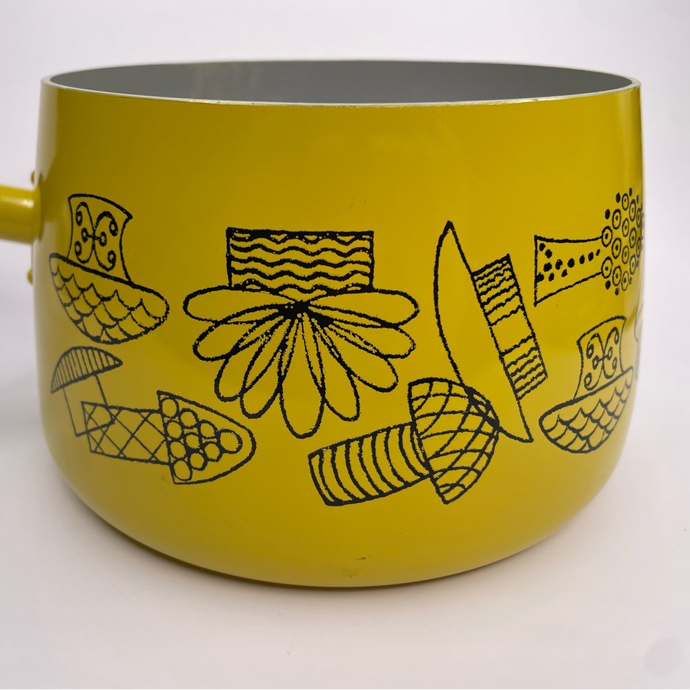 Vintage 1970s 70s MCM Yellow Mushroom Fondue pot Saucepan Cookware - Picture 6 of 12